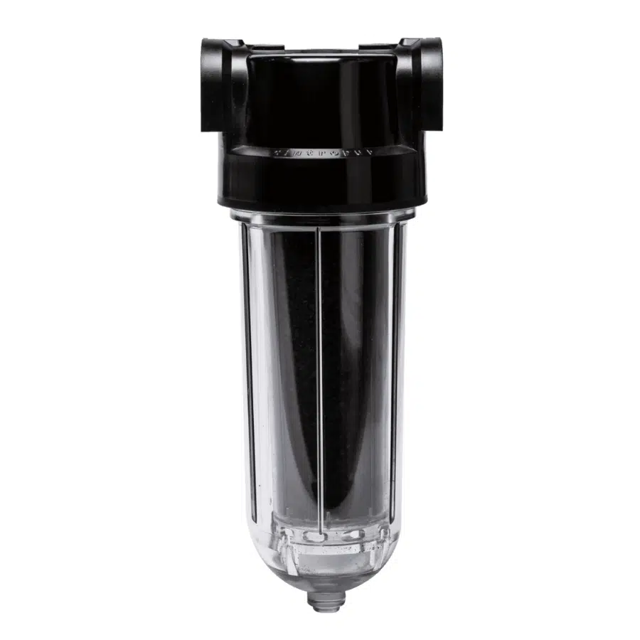 Filtre à charbon actif transparent et noir, cuve porte-filtre pour la filtration de l'eau