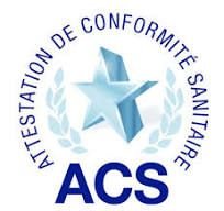 Logo officiel ACS Attestation de Conformité Sanitaire — Certification eau potable France pour matériel UMH Eaulife